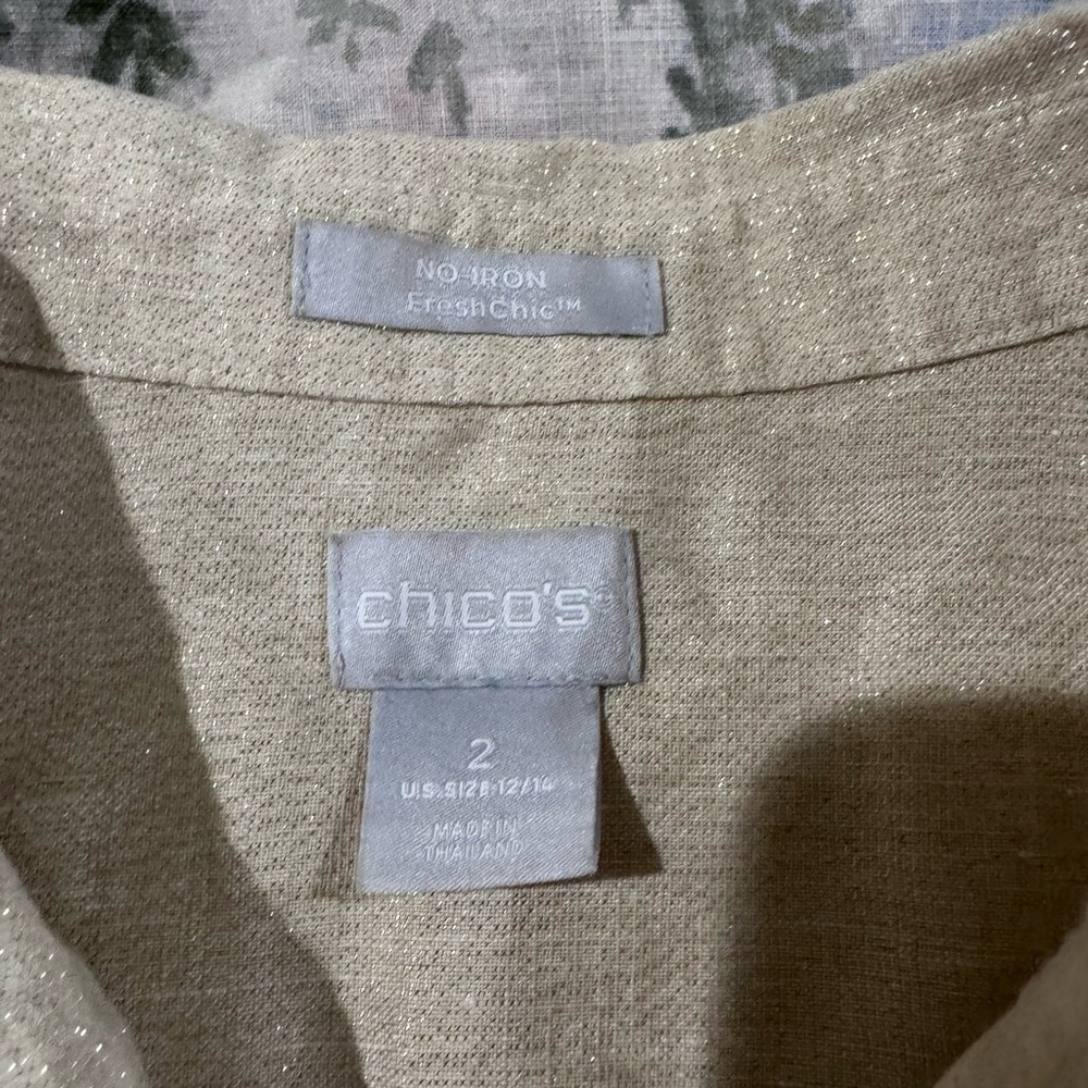 Chico's Cream Notched Collar Button Down Shirt - Picture 8 of 11
